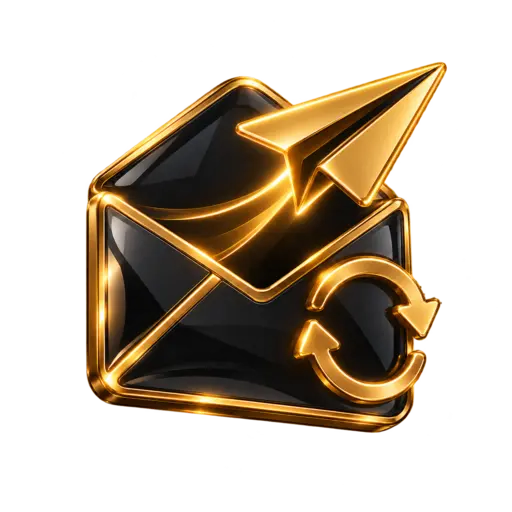 Black and gold 3D envelope icon for AI Email Marketing