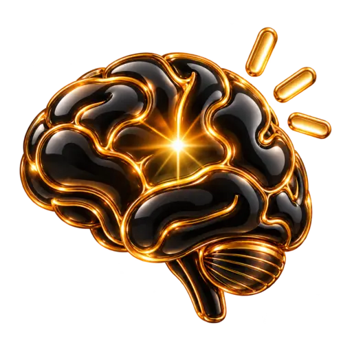 Black and gold 3D creative brain icon for the Idea Generator